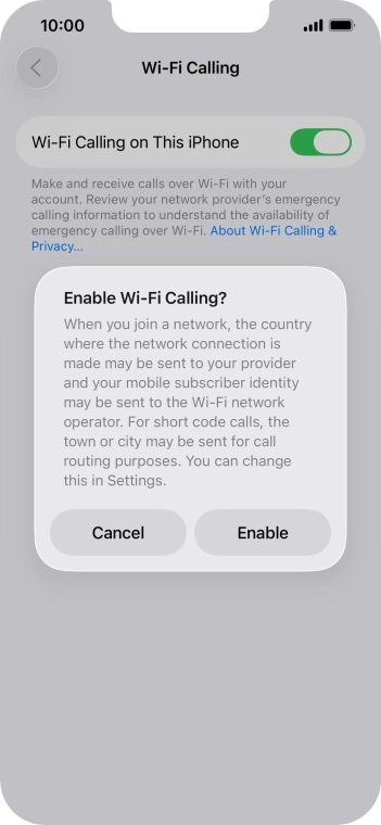 If you turn on the function, press Enable.