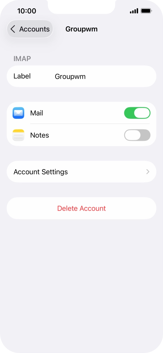 Press Account Settings.