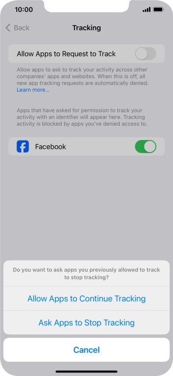 If you turn off the function, press the required setting.