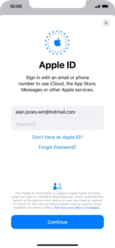 Press Password and key in the password for your Apple ID.