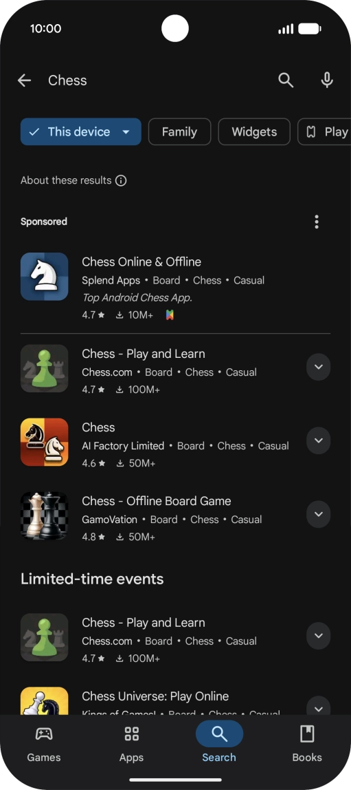Press the required app.