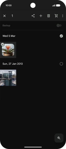 Press the required pictures or videos to select them.