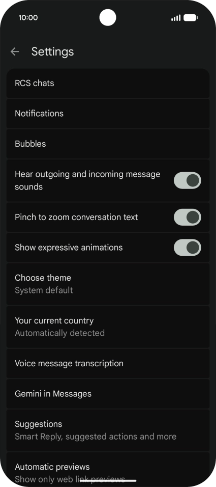 Press Gemini in Messages.