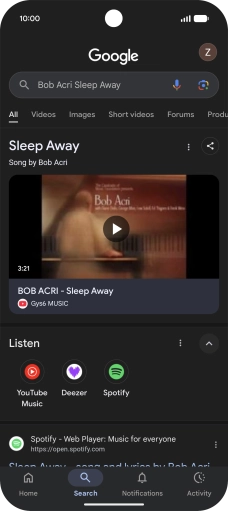 Follow the instructions on the screen to use the search results.