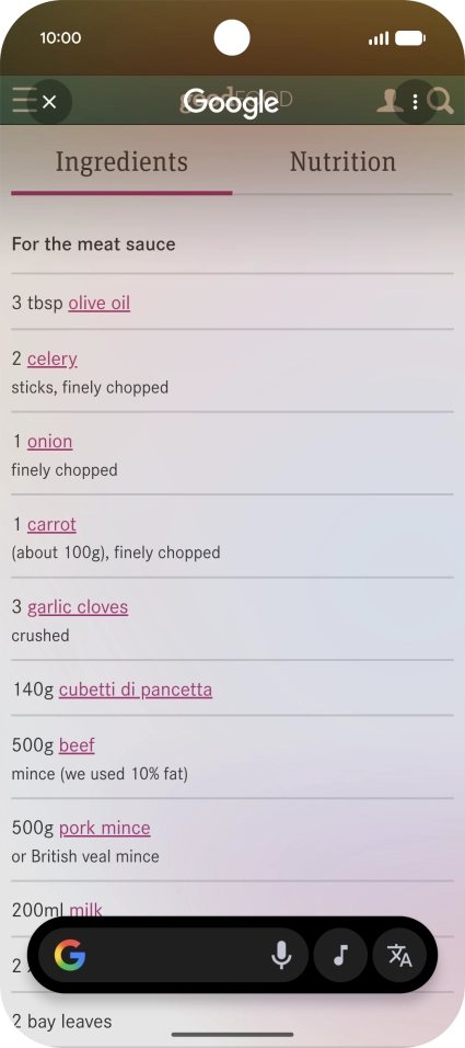Press the translate icon.