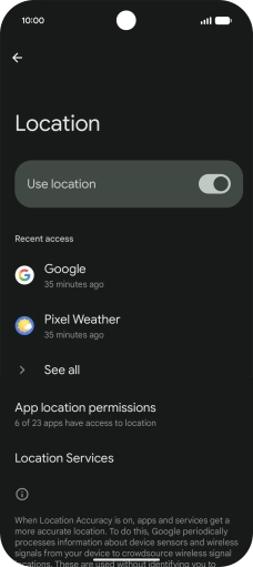 Press App location permissions.