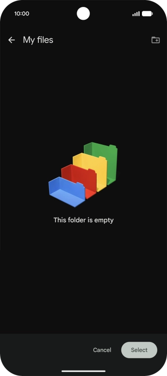 To create a new folder, press the new folder icon and follow the instructions on the screen to create a new folder.