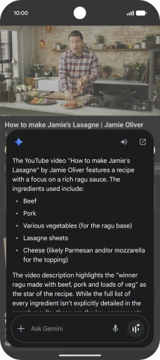 The answer from Gemini to your question is displayed.