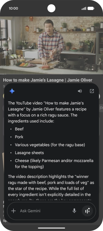 The answer from Gemini to your question is displayed.