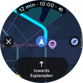 Press the route description icon to return to the directions.