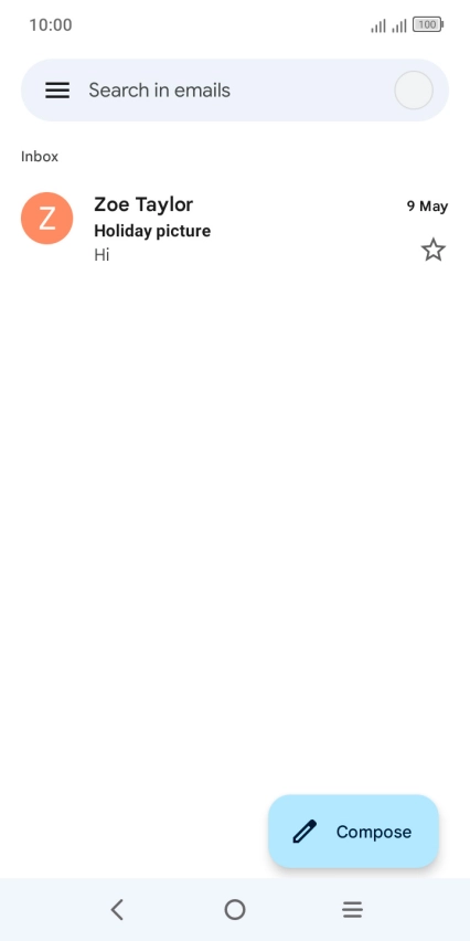 Press the email account icon.