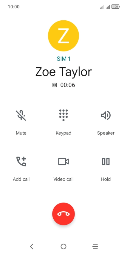 Press the end call icon.