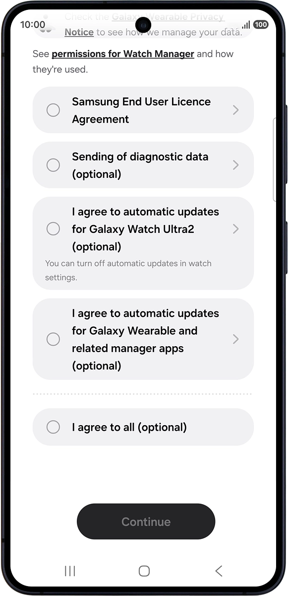 On your phone: Press the fields next to the required settings.