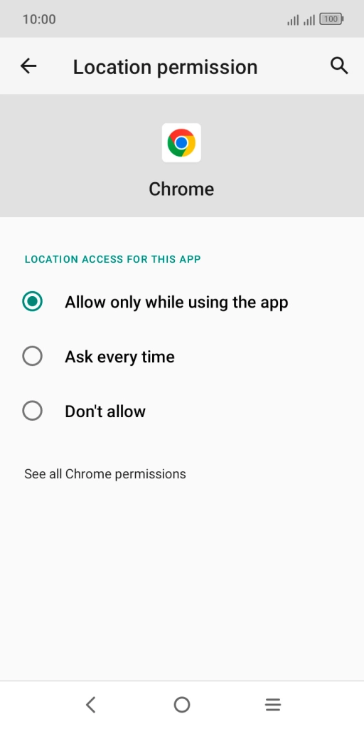 Press the required setting.