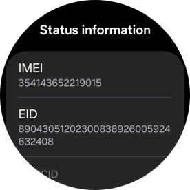 Your smartwatch's EID number is displayed below EID.