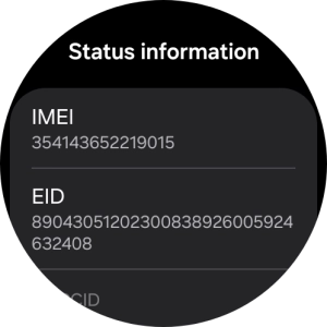Your smartwatch's EID number is displayed below EID.
