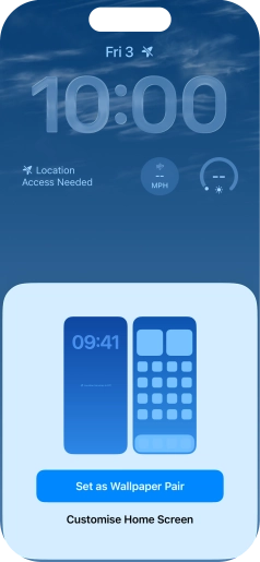 To use the same colour theme on the home screen, press Set as Wallpaper Pair.