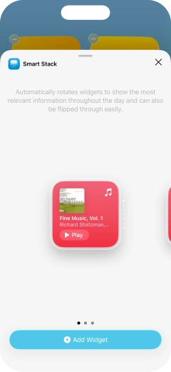 Slide your finger right or left on the screen to select the required widget size.