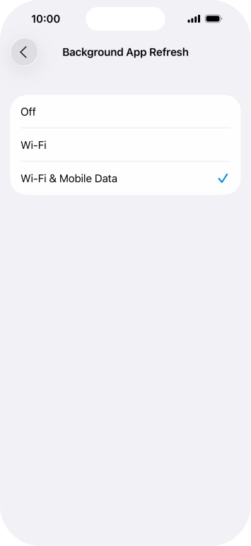To turn off background refresh of apps, press Off.