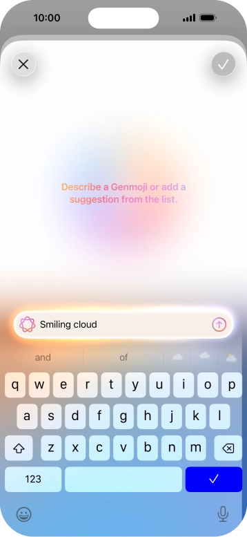 Write in your own words what you would like your Genmoji to look like, and press arrow up.