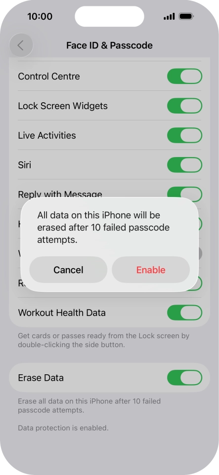If you turn on the function, press Enable.