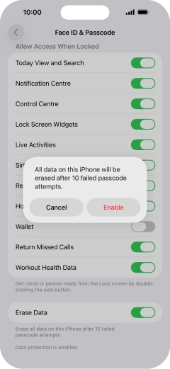 If you turn on the function, press Enable.