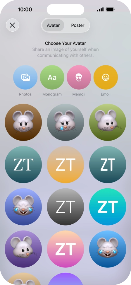 Press the required category and follow the instructions on the screen to select and save the required picture to your Contact Poster.