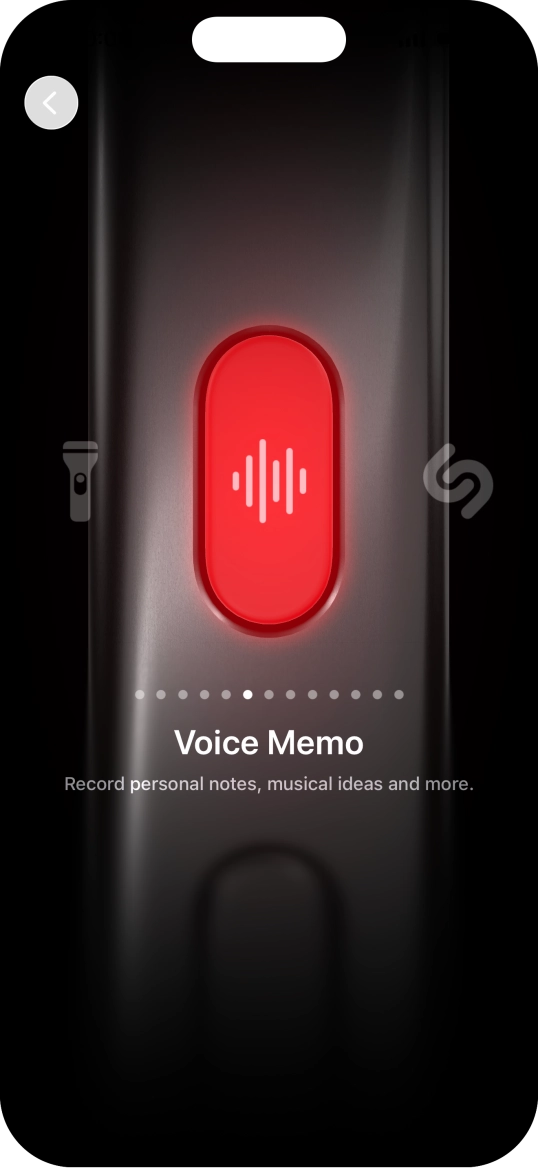 Slide your finger right or left on the screen to select the required function.