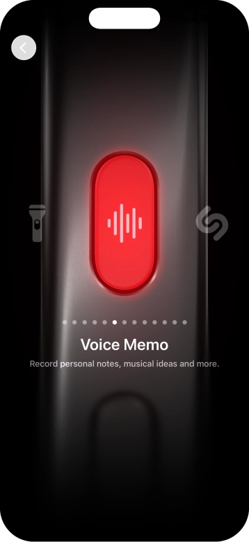 Slide your finger right or left on the screen to select the required function.