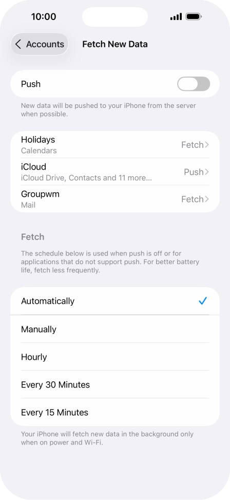 If you turn off the function, press the required setting.