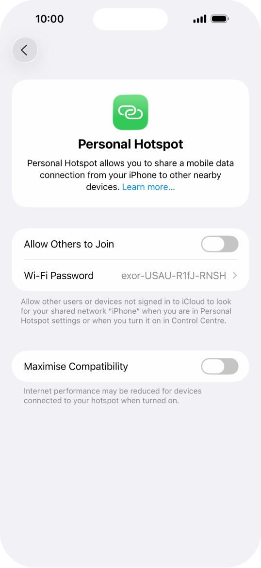Press Wi-Fi Password and key in the required password.