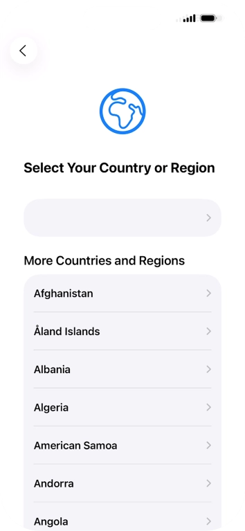 Press the required country or area.