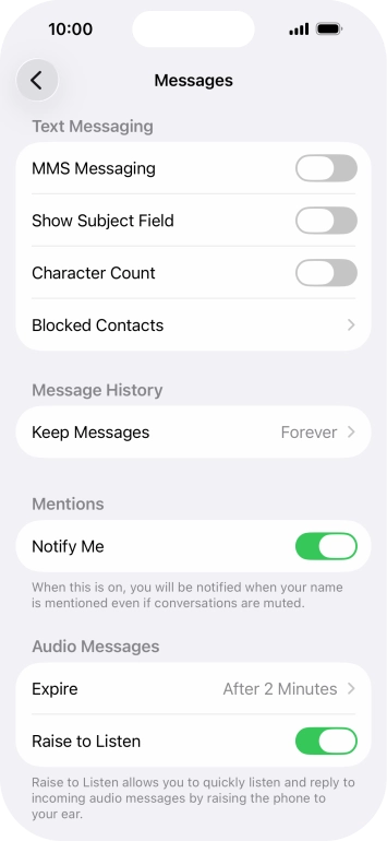 Press the indicator next to 