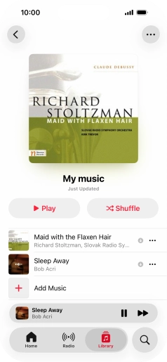 Press the song title.