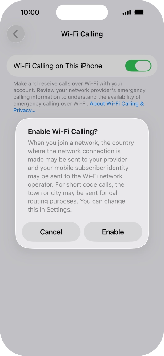 If you turn on the function, press Enable.