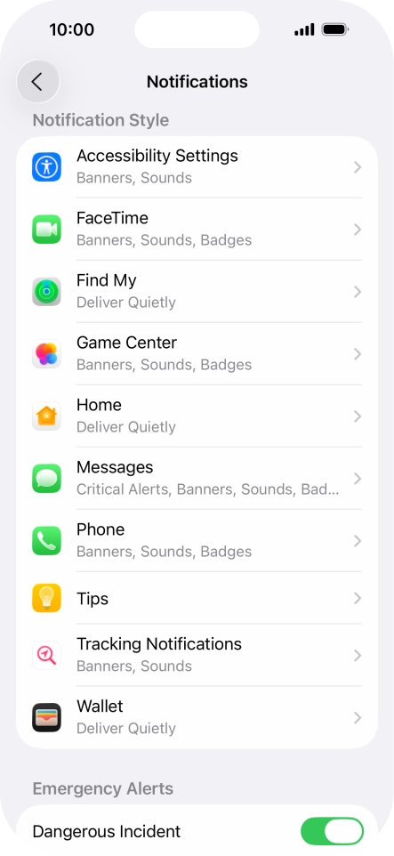 Press the required application.