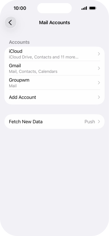 Press the name of the email account you've just set up.