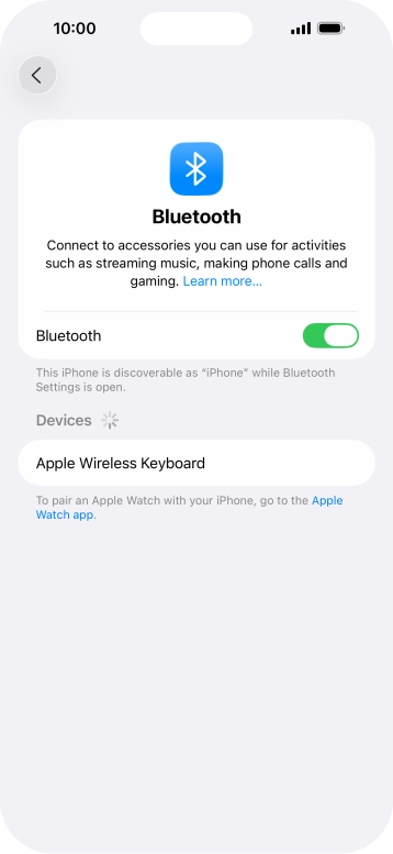 Press the required Bluetooth device and follow the instructions on the screen to pair the device with your phone.