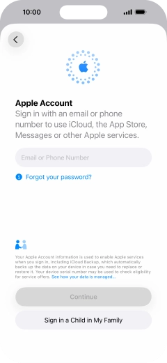 Press Email or Phone Number and key in the username for your Apple Account.