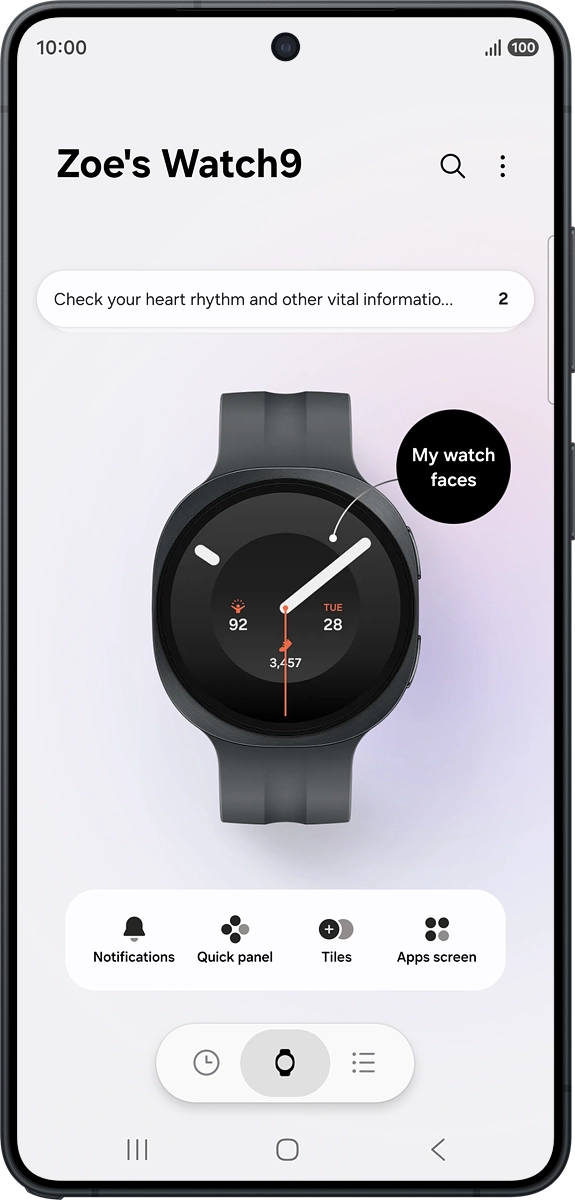 On your phone: When this screen is displayed, your smartwatch is activated and synchronised with your phone. On your phone: When this screen is displayed, your smartwatch is activated and synchronised with your phone.
