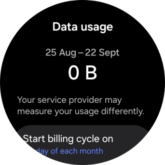 The total data usage is displayed. The total data usage is displayed.