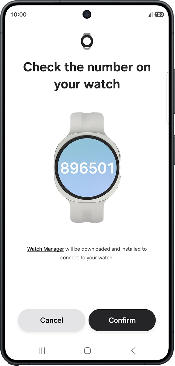 On your phone: Check that the code is identical to the code displayed on your smartwatch. On your phone: Check that the code is identical to the code displayed on your smartwatch.