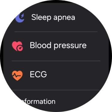 Press Blood pressure and follow the instructions on the screen to measure your blood pressure. Press Blood pressure and follow the instructions on the screen to measure your blood pressure.