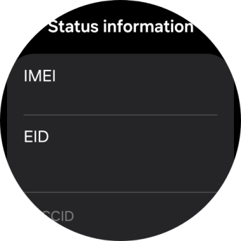 Your smartwatch's EID number is displayed below EID. Your smartwatch's EID number is displayed below EID.