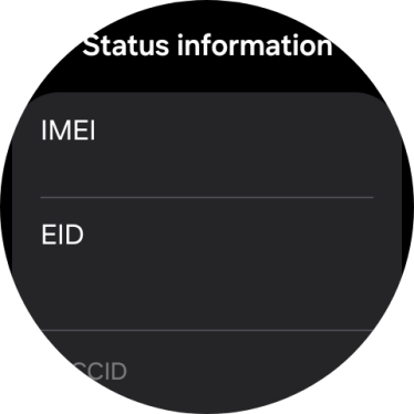 Your smartwatch's EID number is displayed below EID. Your smartwatch's EID number is displayed below EID.