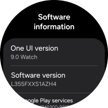 The software version of your smartwatch is displayed below One UI version. The software version of your smartwatch is displayed below One UI version.