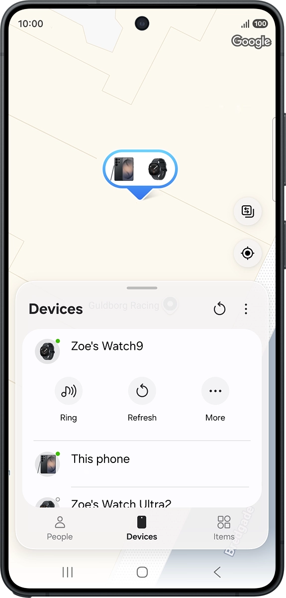 The latest position of your smartwatch is displayed on the map. The latest position of your smartwatch is displayed on the map.