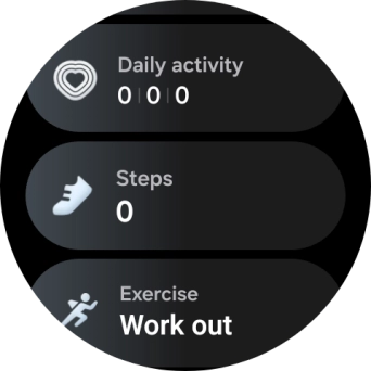 The number of steps for the day is displayed below Steps. The number of steps for the day is displayed below Steps.
