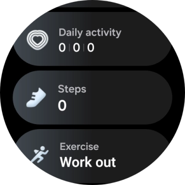 The number of steps for the day is displayed below Steps. The number of steps for the day is displayed below Steps.