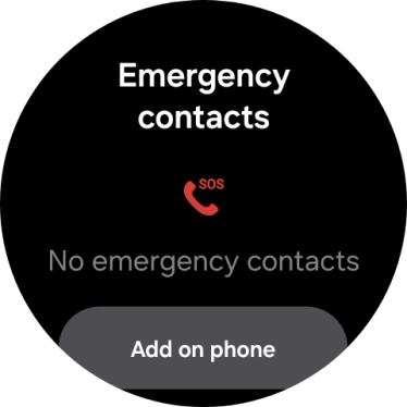 Press Add on phone and follow the instructions on your phone to set your emergency contacts. Press Add on phone and follow the instructions on your phone to set your emergency contacts.